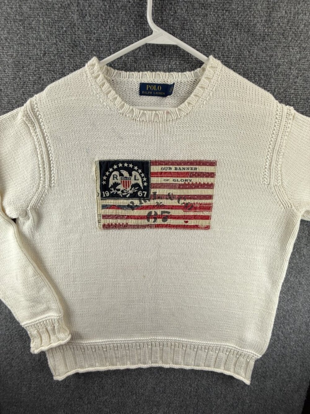 Polo Ralph Lauren Flag Sweater USA America Large Pullover Graphic Logo Knit